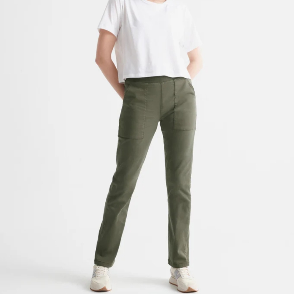 DU/ER Women's Green No Sweat Everyday Pant Cropped 27" Inseam Laurel XL